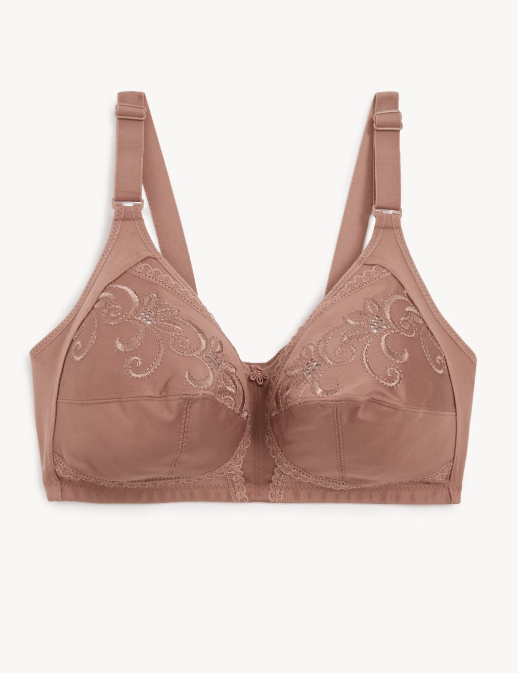 Embroidered Non Wired Total Support Bra Soft Bronze