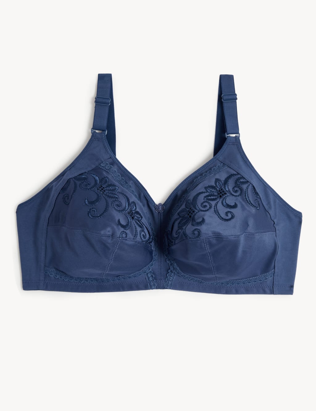 Embroidered Non Wired Total Support Bra Indigo