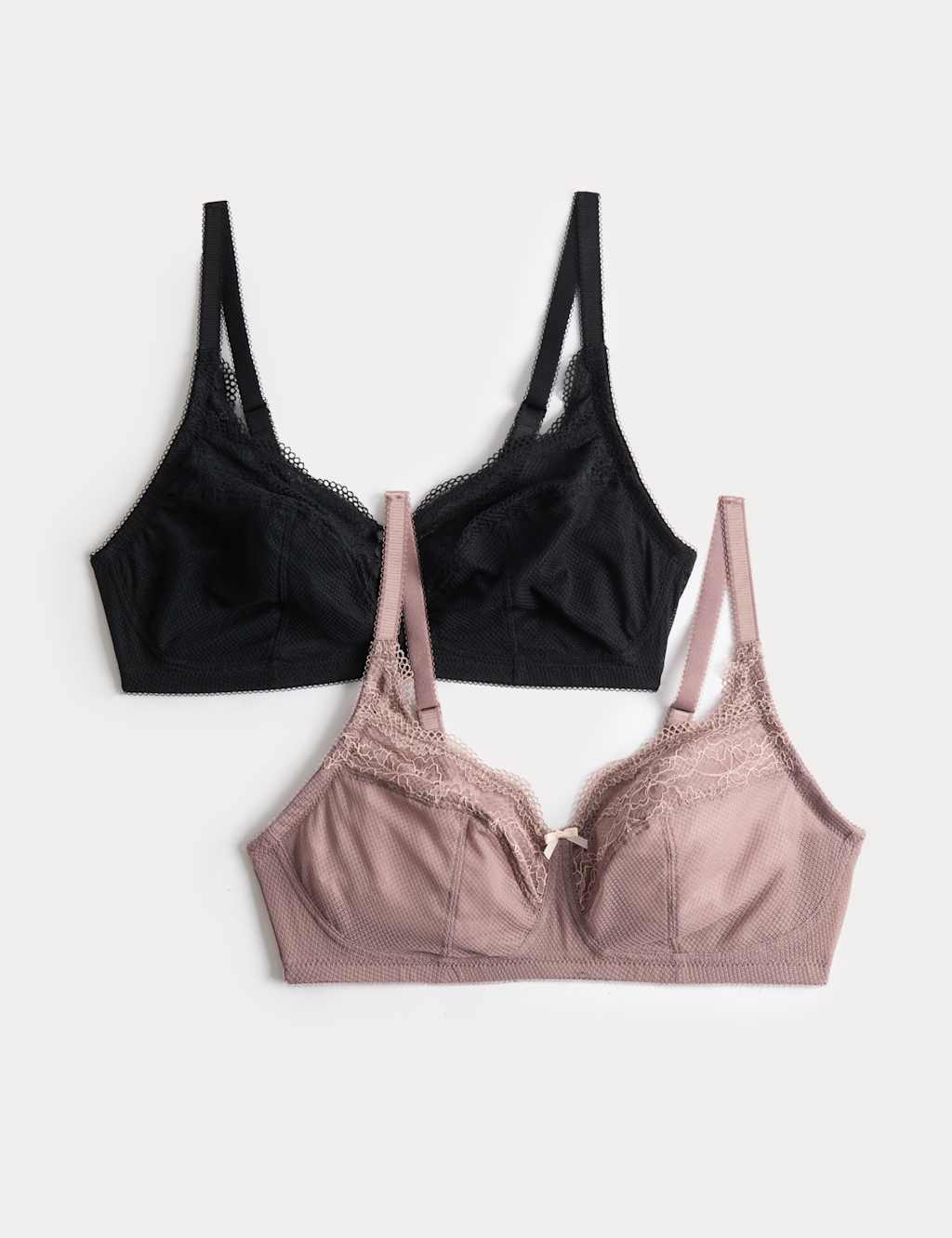 M&S Women's 2 Pack Jasmine Lace Total Support Bras B-H - 40H - Praline