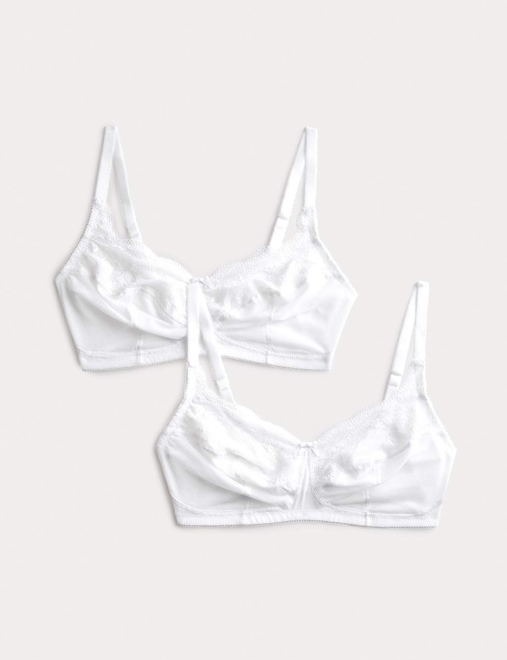 M&S Women's 2 Pack Jasmine Lace Total Support Bras B-H - 36DD - White