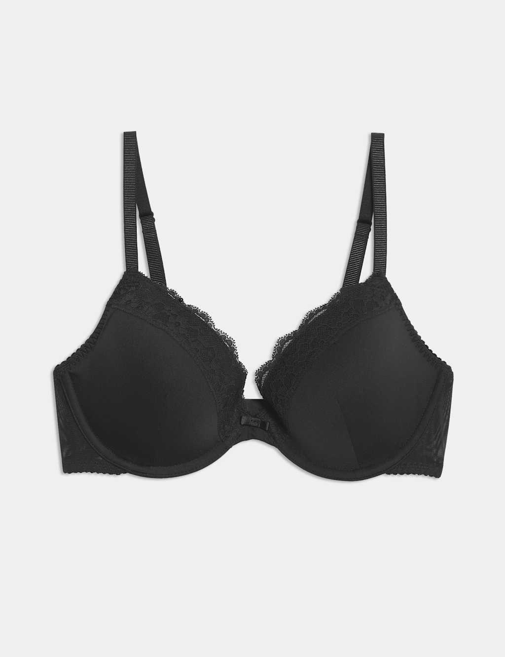 Lace Trim Wired Plunge Bra A-E