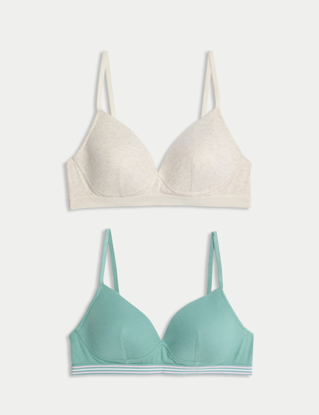 2pk Non Wired Cotton Rich Ribbed First Bras AA-D