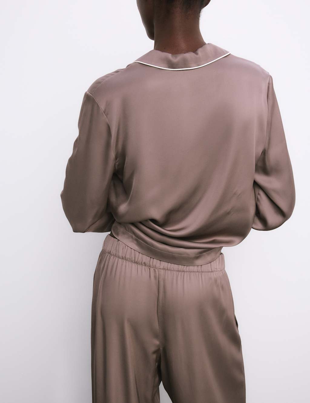 Autograph Satin Revere Pyjama Set Tawny