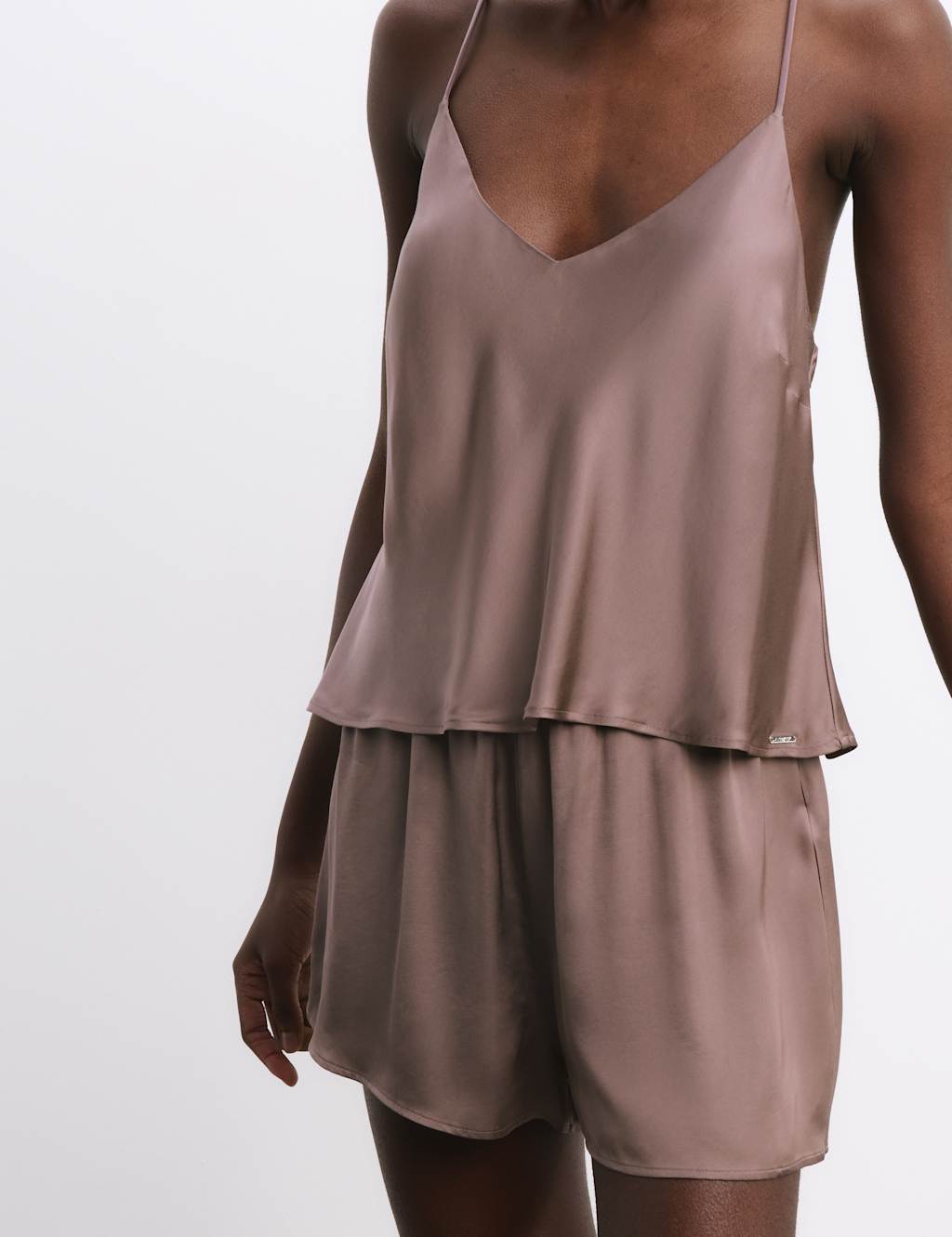 Autograph Satin Cami Shortie Pyjama Set Tawny