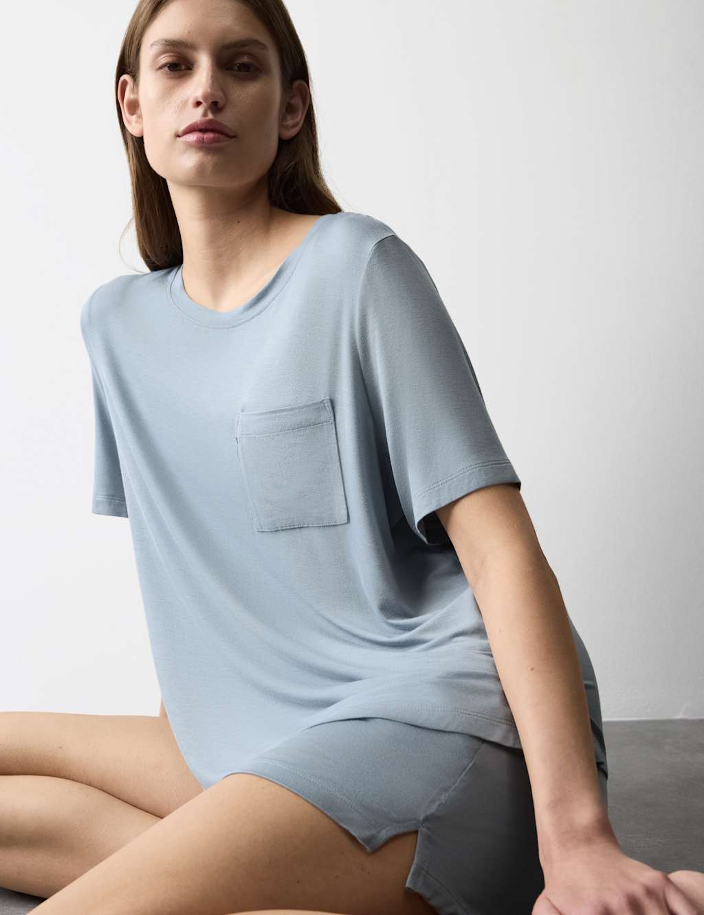 Autograph Women's Pocket Detail Pyjama Top - Large - Light Blue