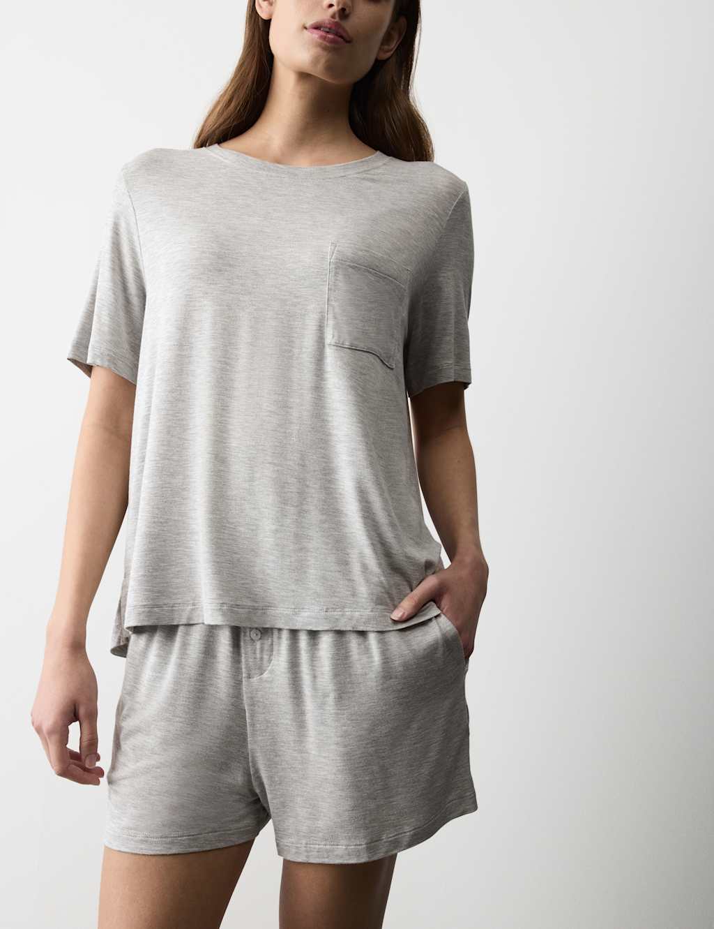 Autograph Women's Button Fly Detail Pyjama Shorts - Medium - Grey