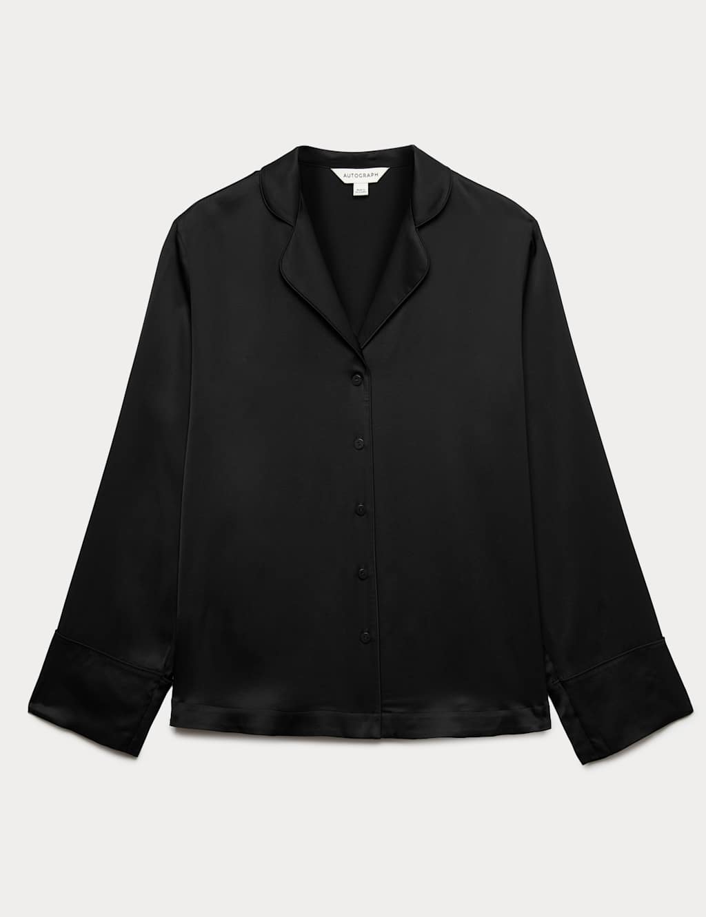 Autograph Women's Premium Satin Revere Pyjama Top - 20 - Black