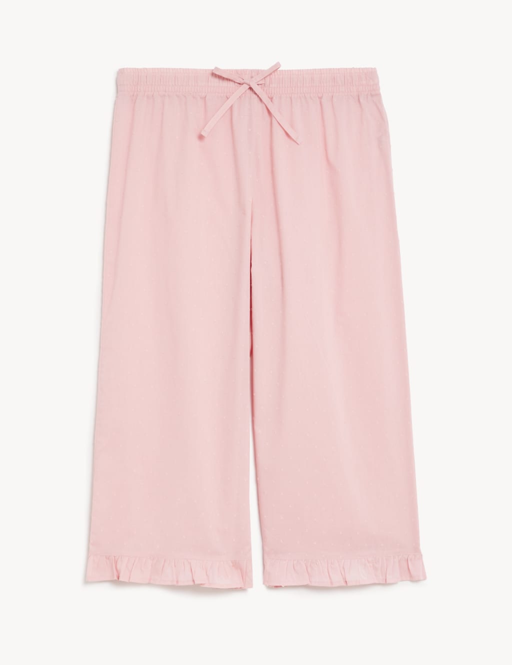 M&S Pure Cotton Dobby Cropped Pyjama Bottoms Pale Rose