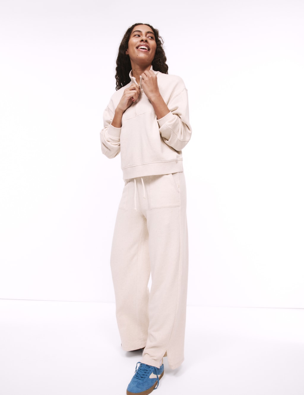 Pure Cotton Wide Leg Lounge Joggers