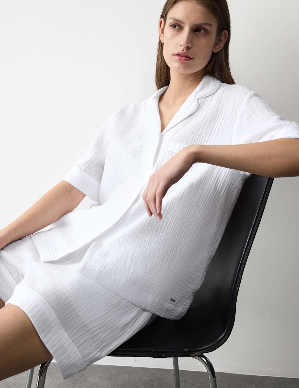 Autograph Women's Pure Cotton Muslin Revere Shortie Set - 8 - White