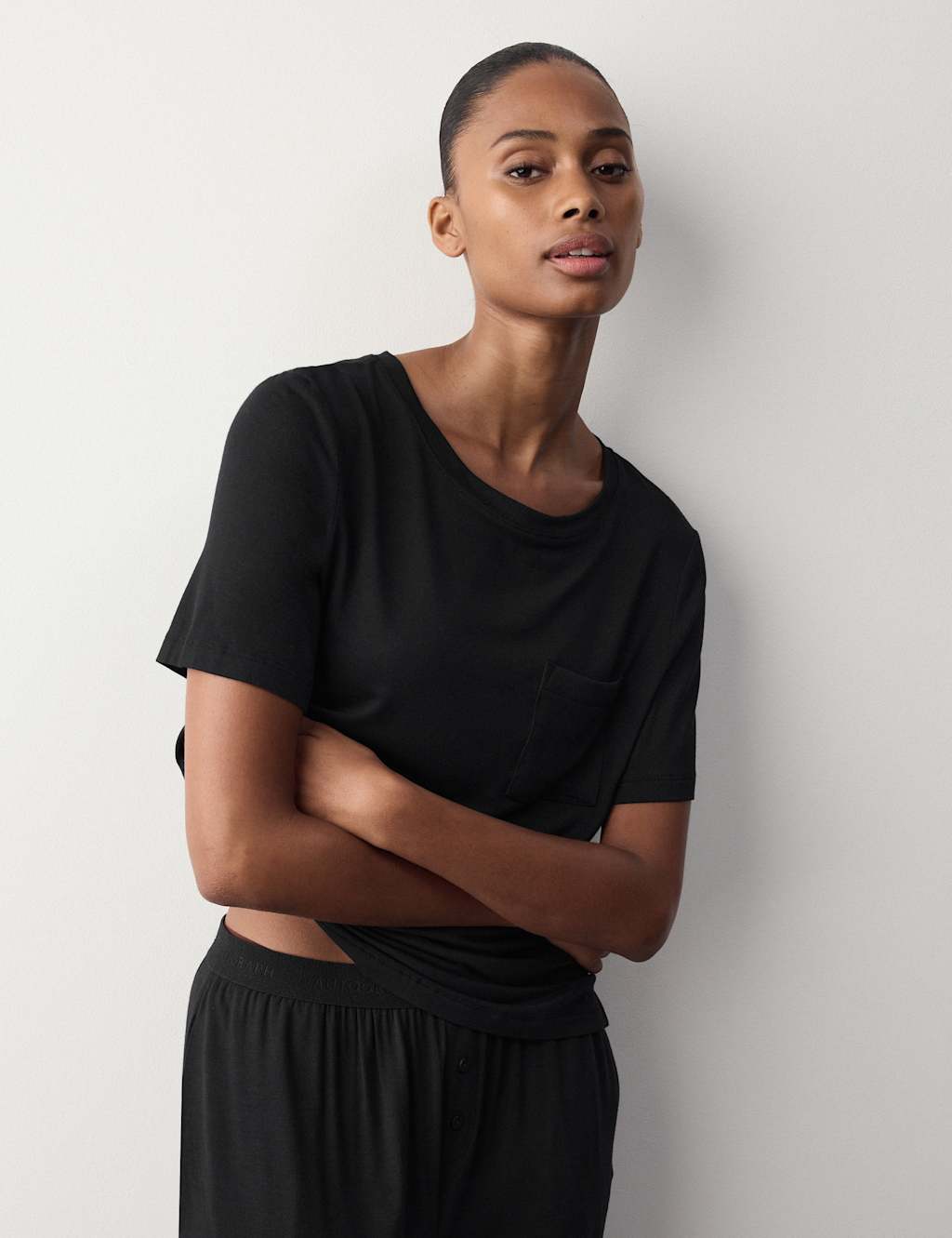Autograph Women's Modal Rich Short Sleeve Pyjama Top - Medium - Black