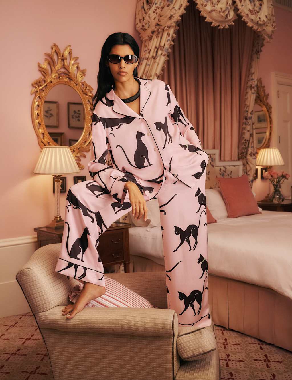The Cat Print Pyjama Set