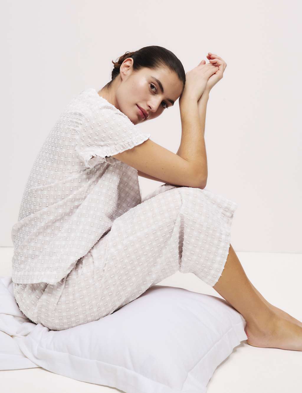 Pure Cotton Gingham Cropped Pyjama Set