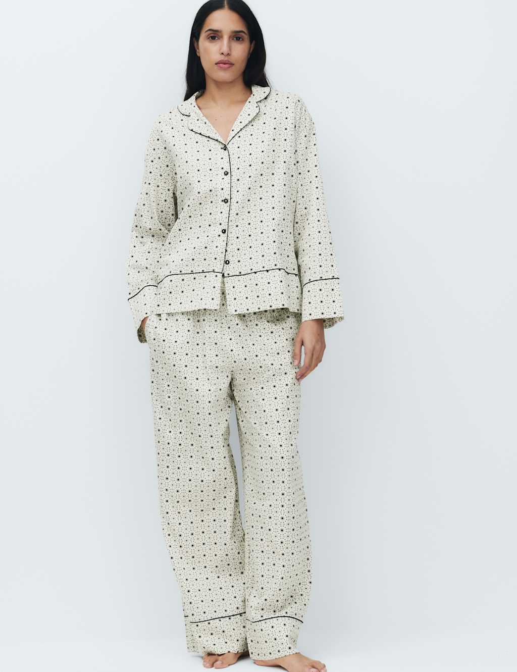 M&S Women's Pure Cotton Eid Sateen Printed Family Pyjama Set - 18 - Ecru Mix