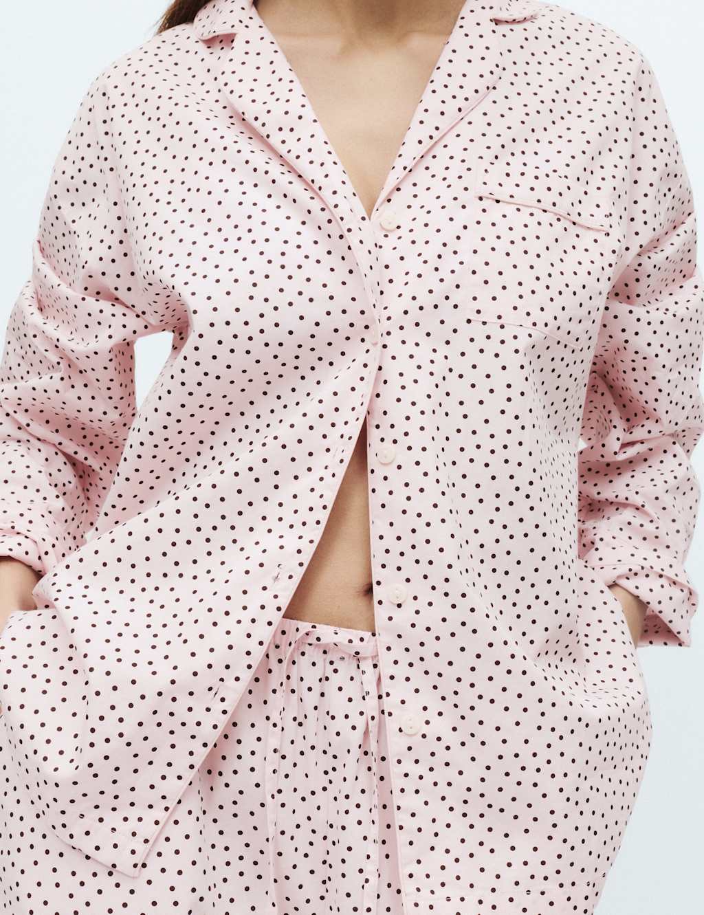 M&S Women's Pure Cotton Polka Dot Revere Pyjama Set - 14 - Pink Mix