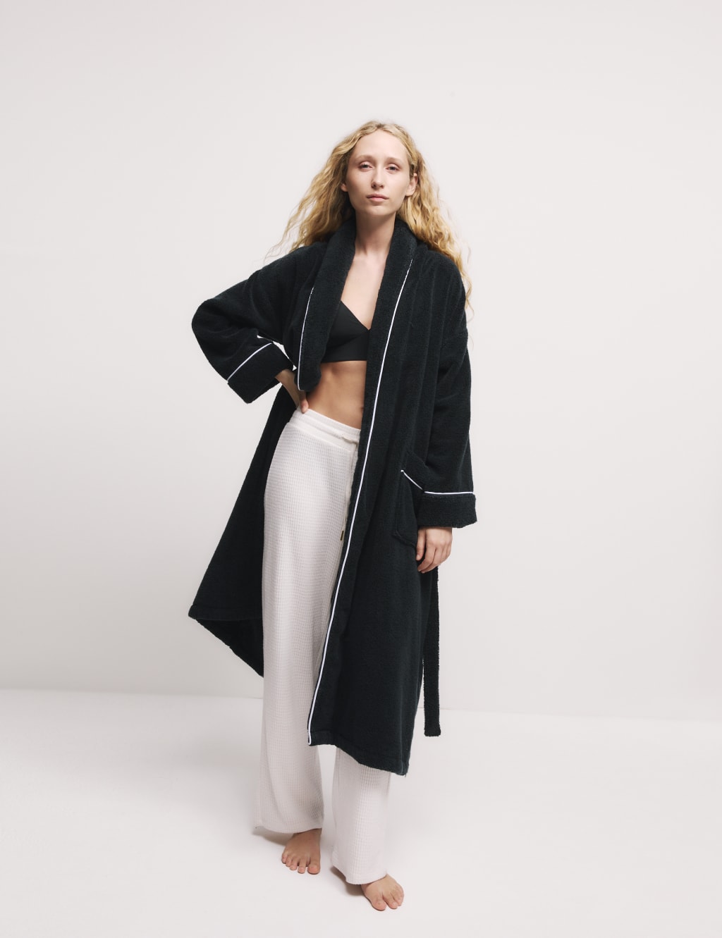 Black cotton dressing gown ladies shop