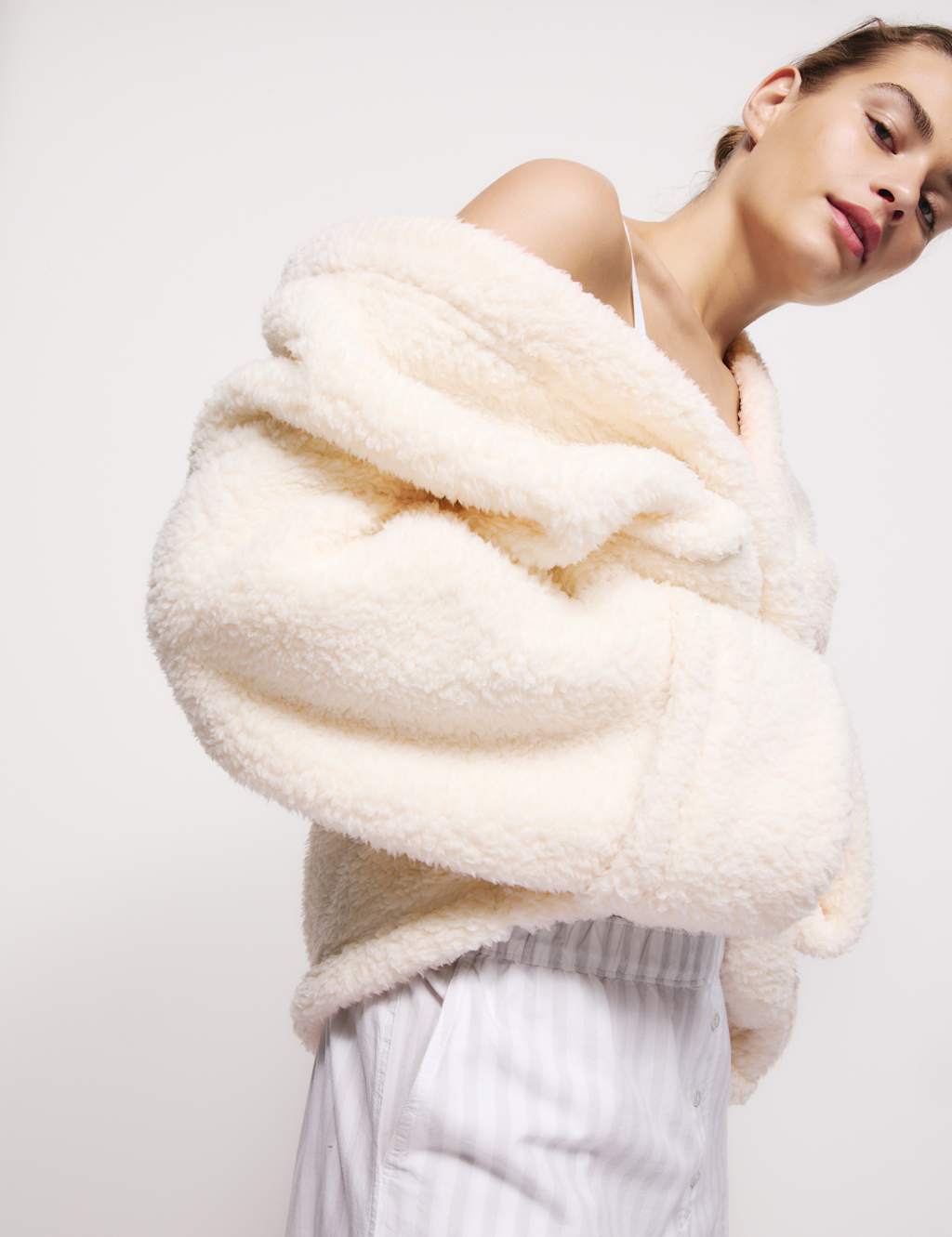 M&S Teddy Borg Wrap Lounge Cardigan Ivory