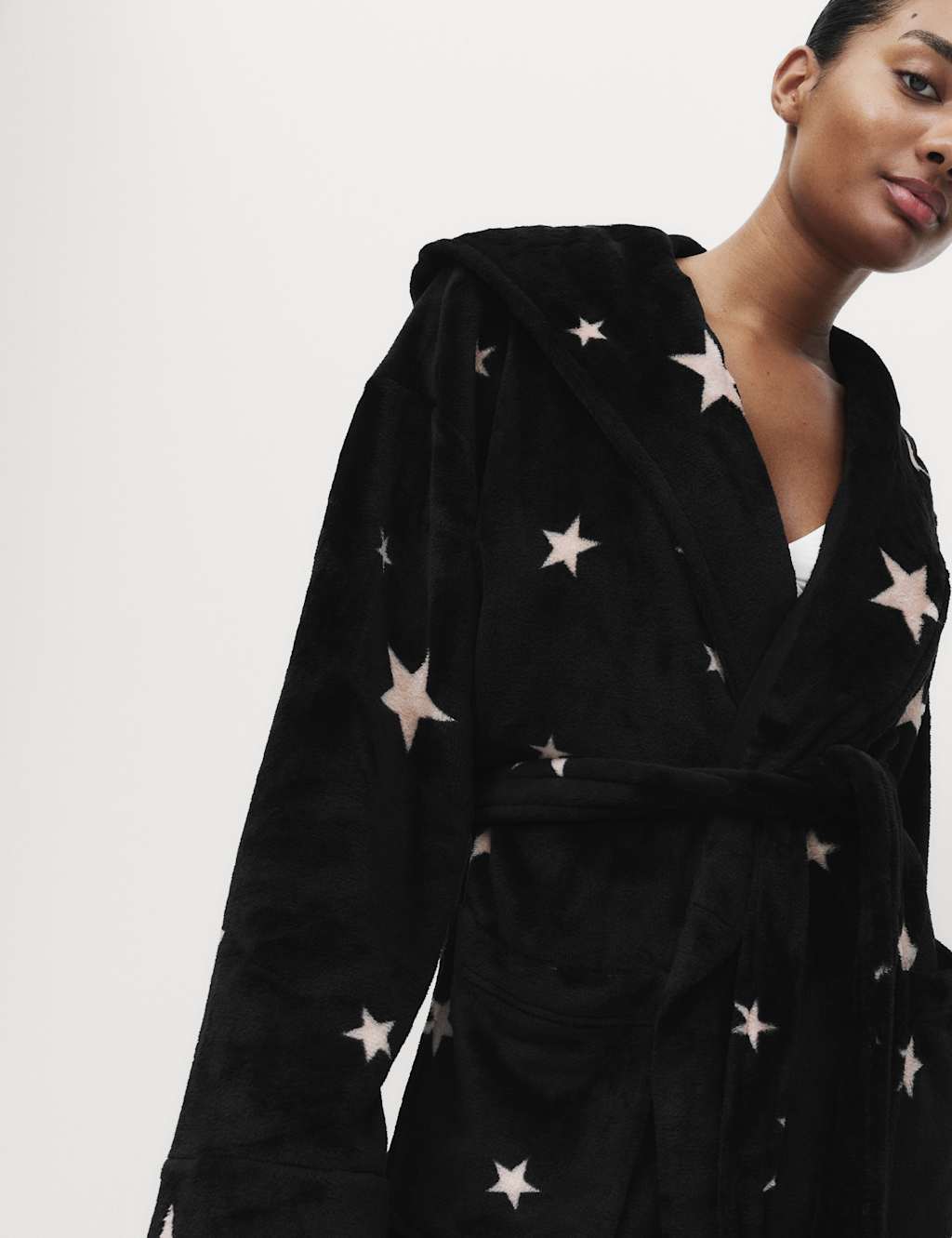 M&S Printed Shimmer Dressing Gown Black Mix