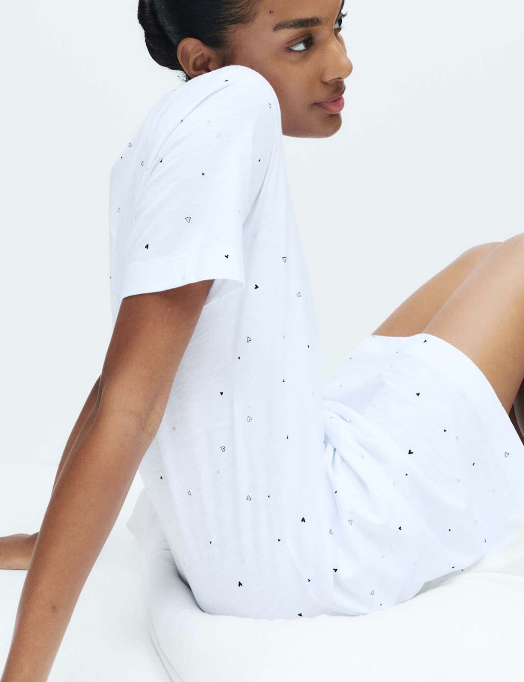 M&S Pure Cotton Printed Nightdress White Mix