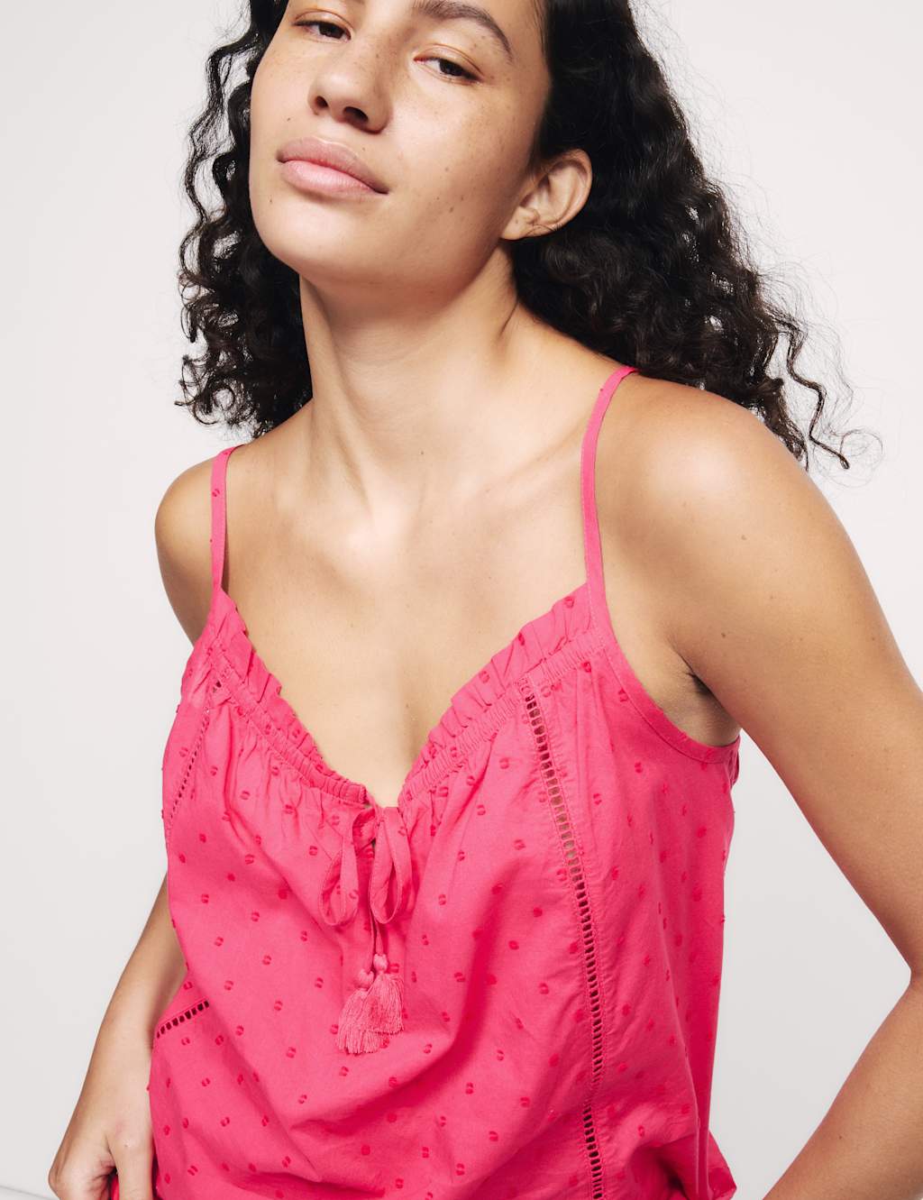 Pure Cotton Tie Front Cami Pyjama Top
