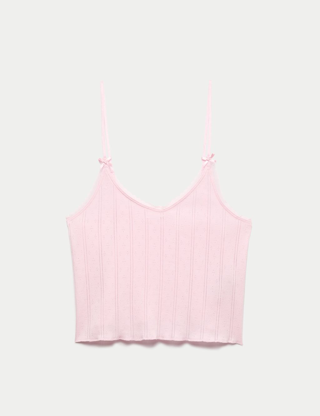 M&S Women's Pure Cotton Pointelle Cami Pyjama Top - Small - Pink