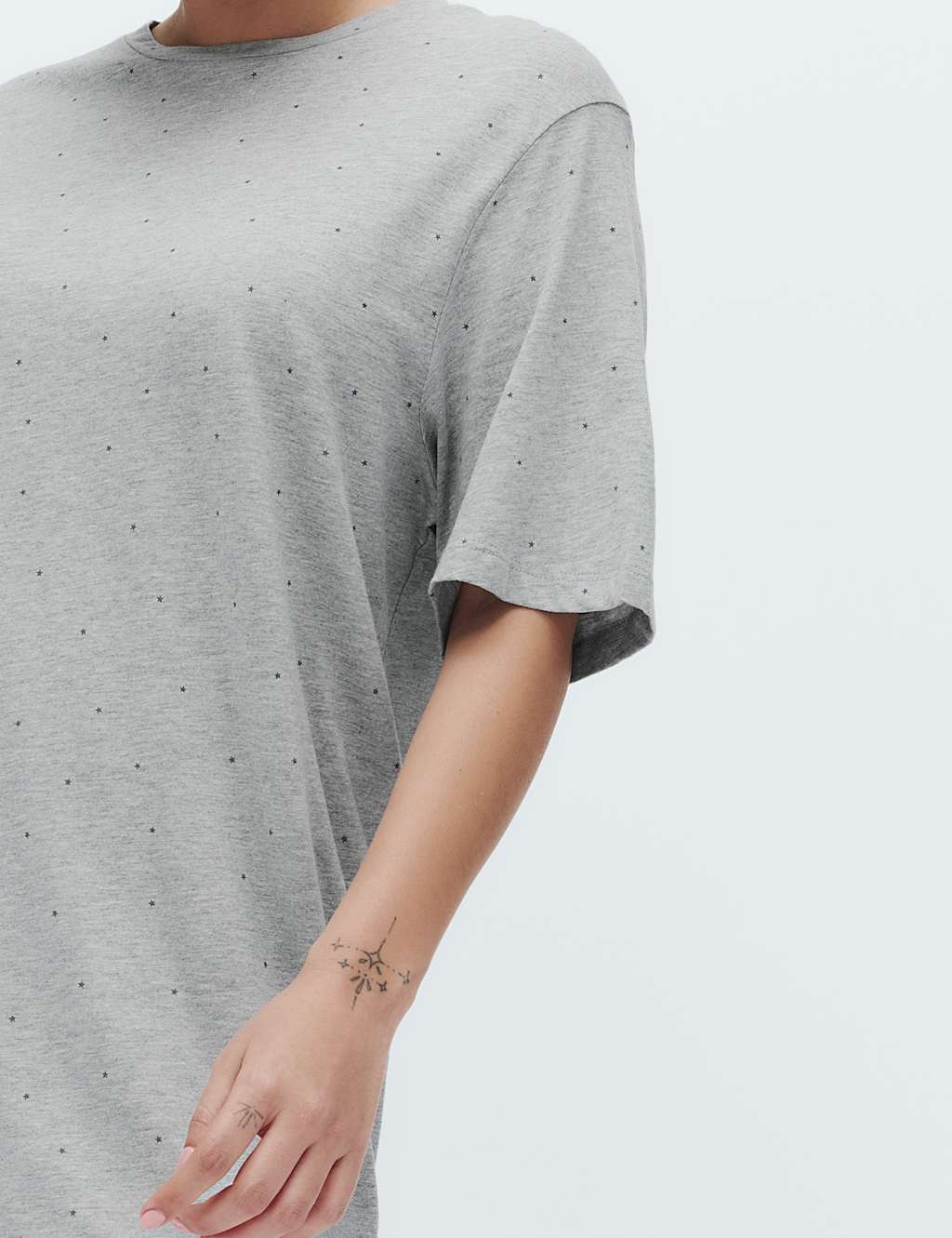 M&S Women's Cotton Modal Printed Relaxed Nightie - Medium - Grey Mix