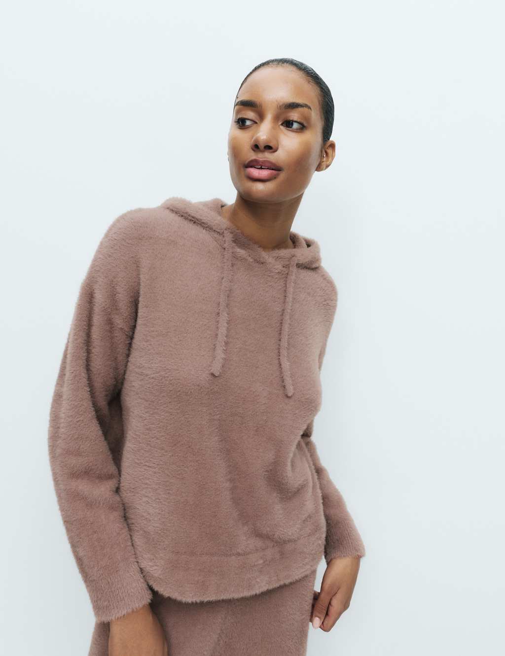 M&S Women's Feather Knit Lounge Hoodie - Extra Small - Taupe