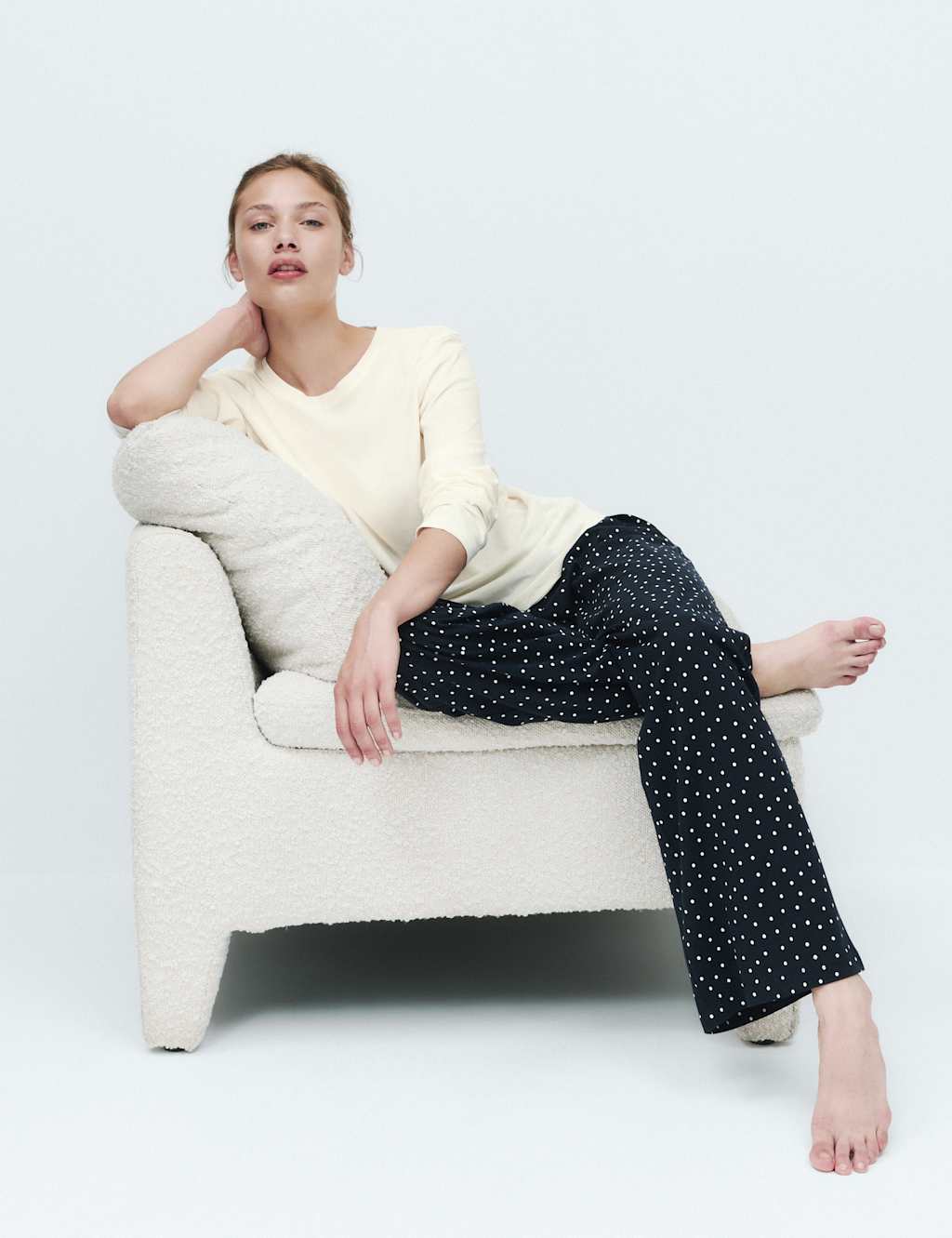 M&S Women's Pure Cotton Printed Pyjama Set - Extra Small - Neutral