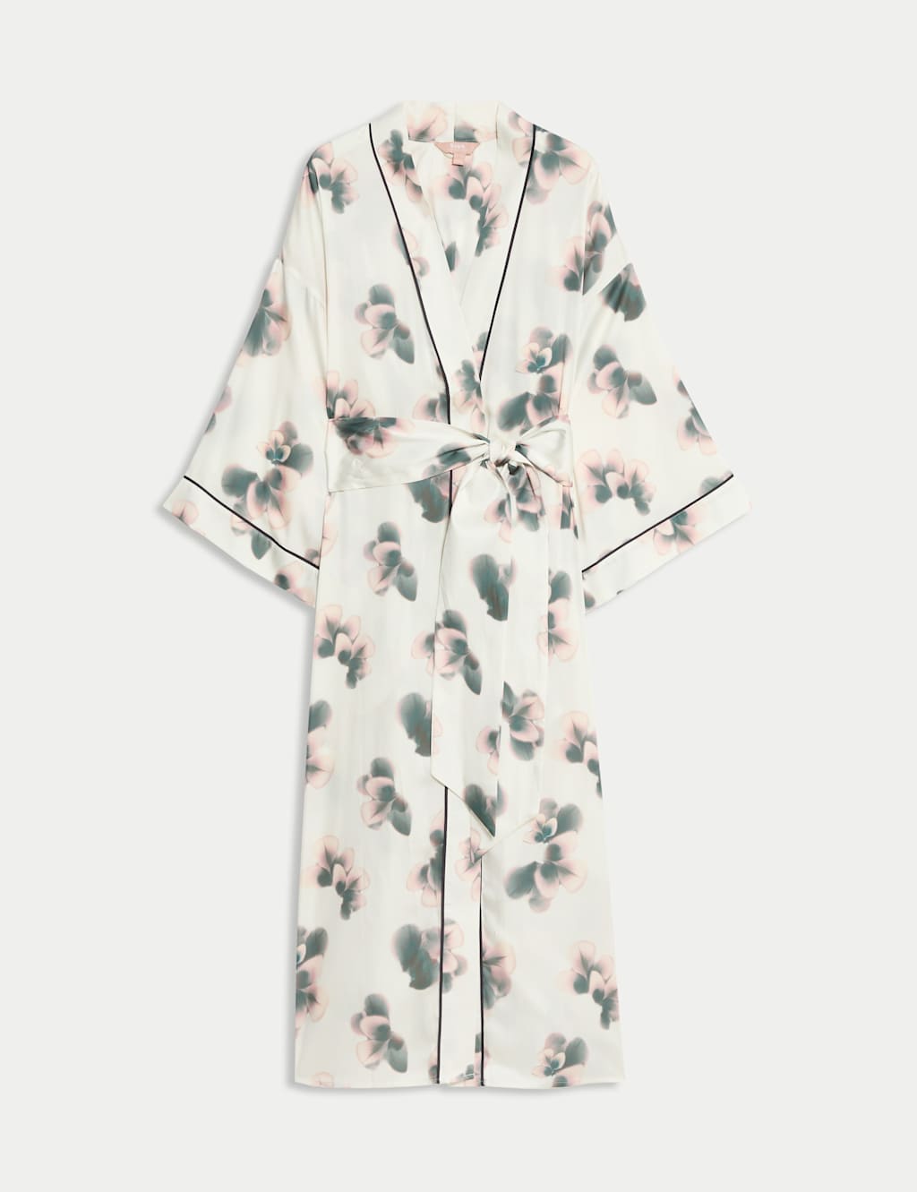 Satin Floral Wide Sleeve Wrap