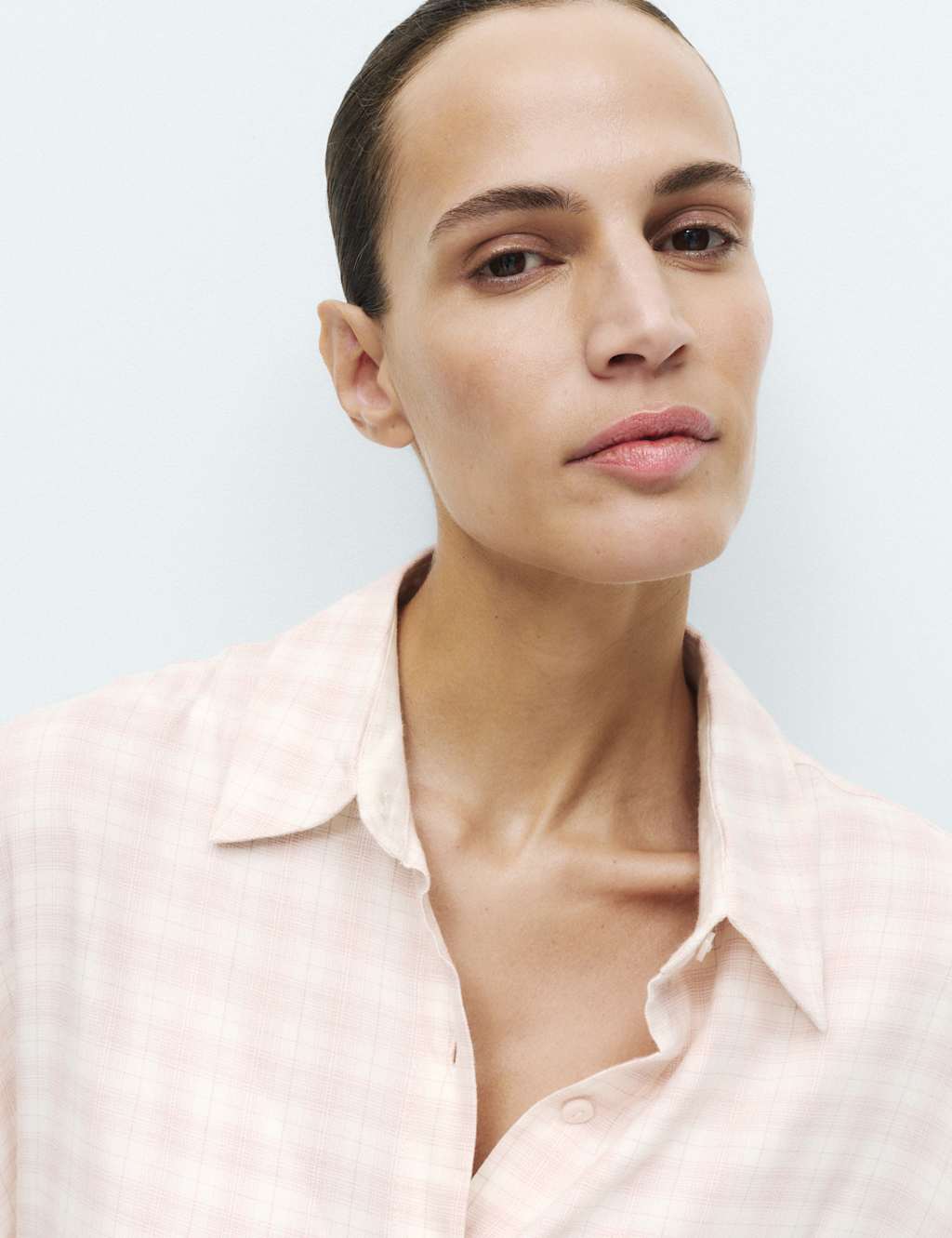 M&S Women's Brushed Cotton Blend Checked Nightshirt - 24 - Pink Mix