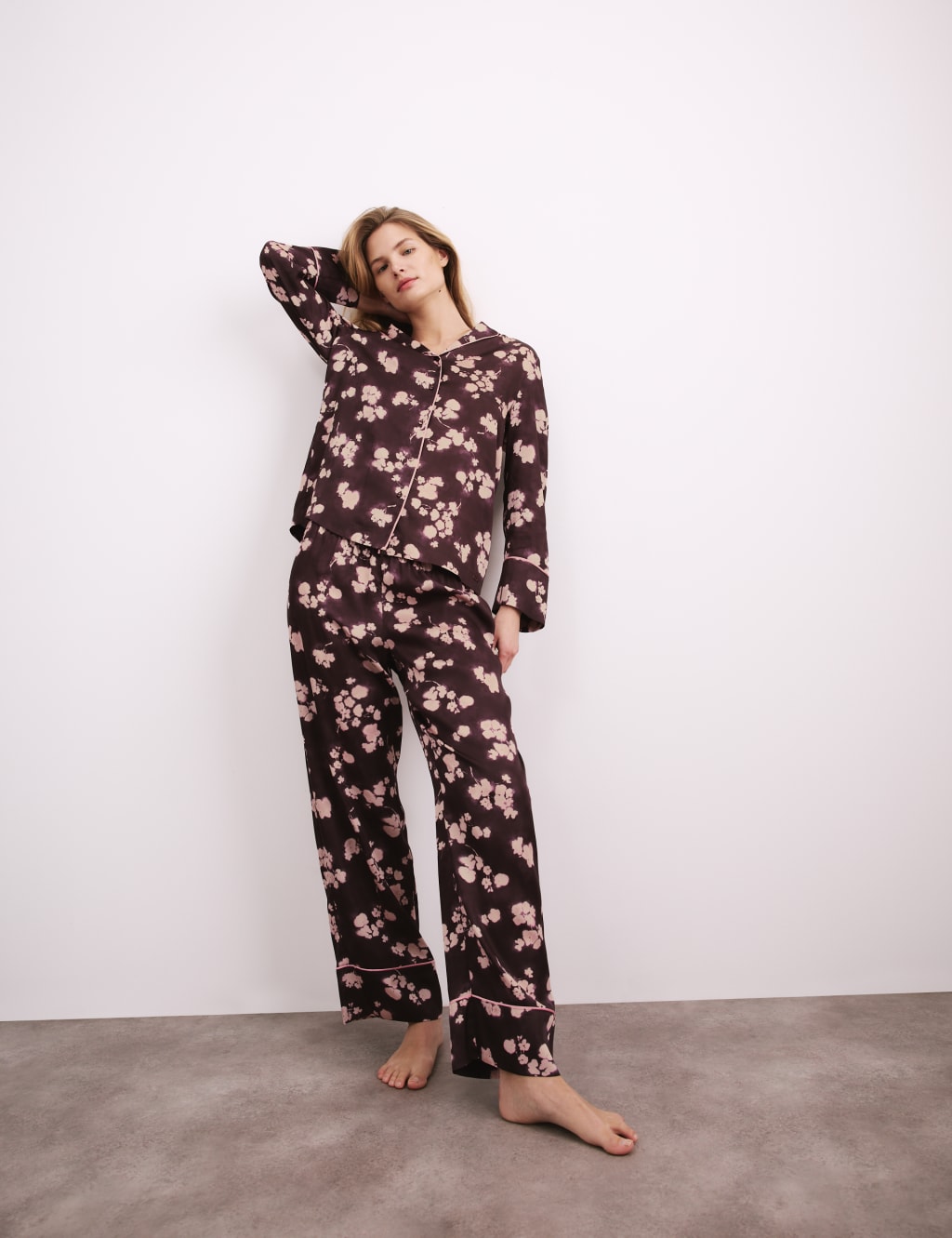 Satin Floral Print Pyjama Set