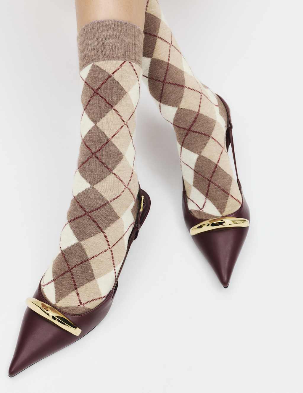 M&S 2 Pack Argyle Crew Socks Natural Mix