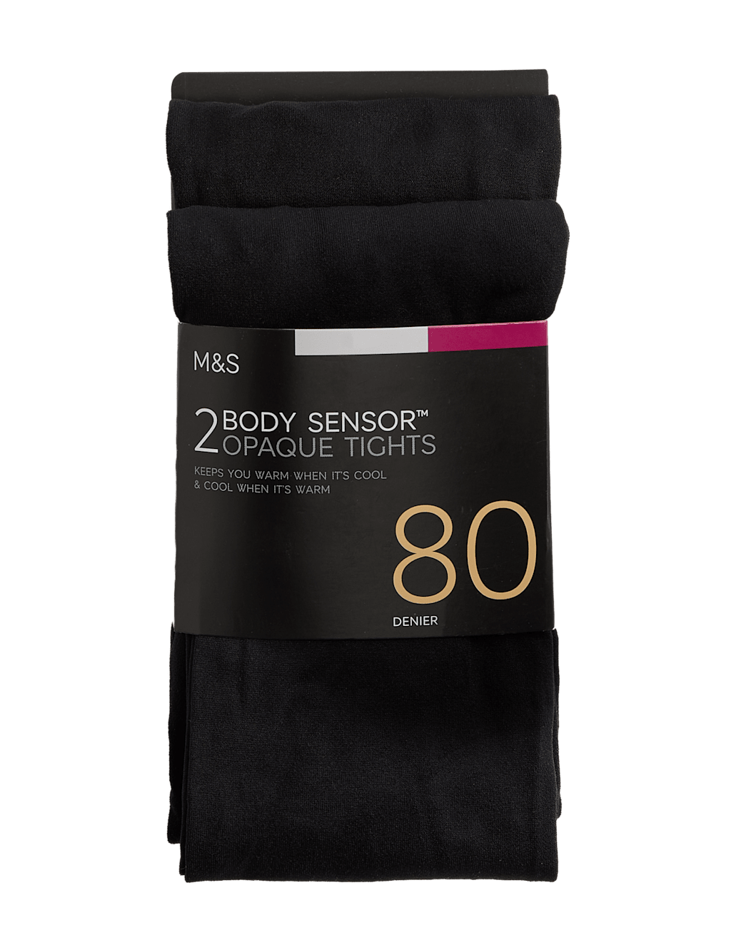 M&S Women's 2 Pack 80 Denier Body Sensor Tights - Large - Black