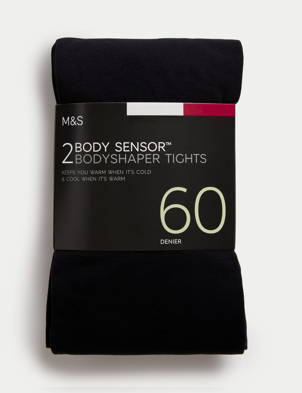 M&S Collection Women's 2 Pack 60 Denier Body Sensortm Body Shaping Tights - Black, Black
