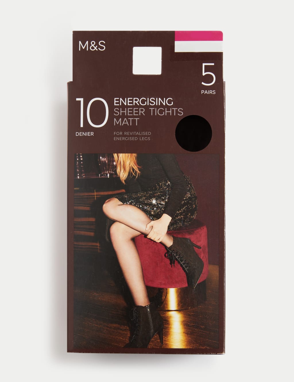 5pk 10 Denier Energising Matt Tights