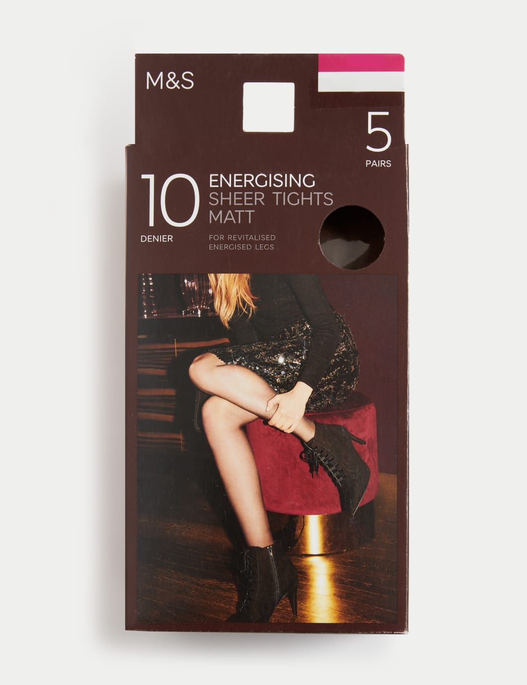 5pk 10 Denier Energising Matt Tights