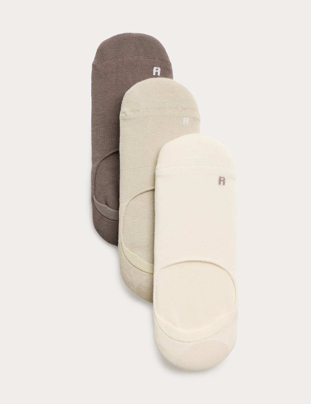 Goodmove Women's 3 Pack Invisible Cushioned Trainer Liners - 6-8 - Brown Mix