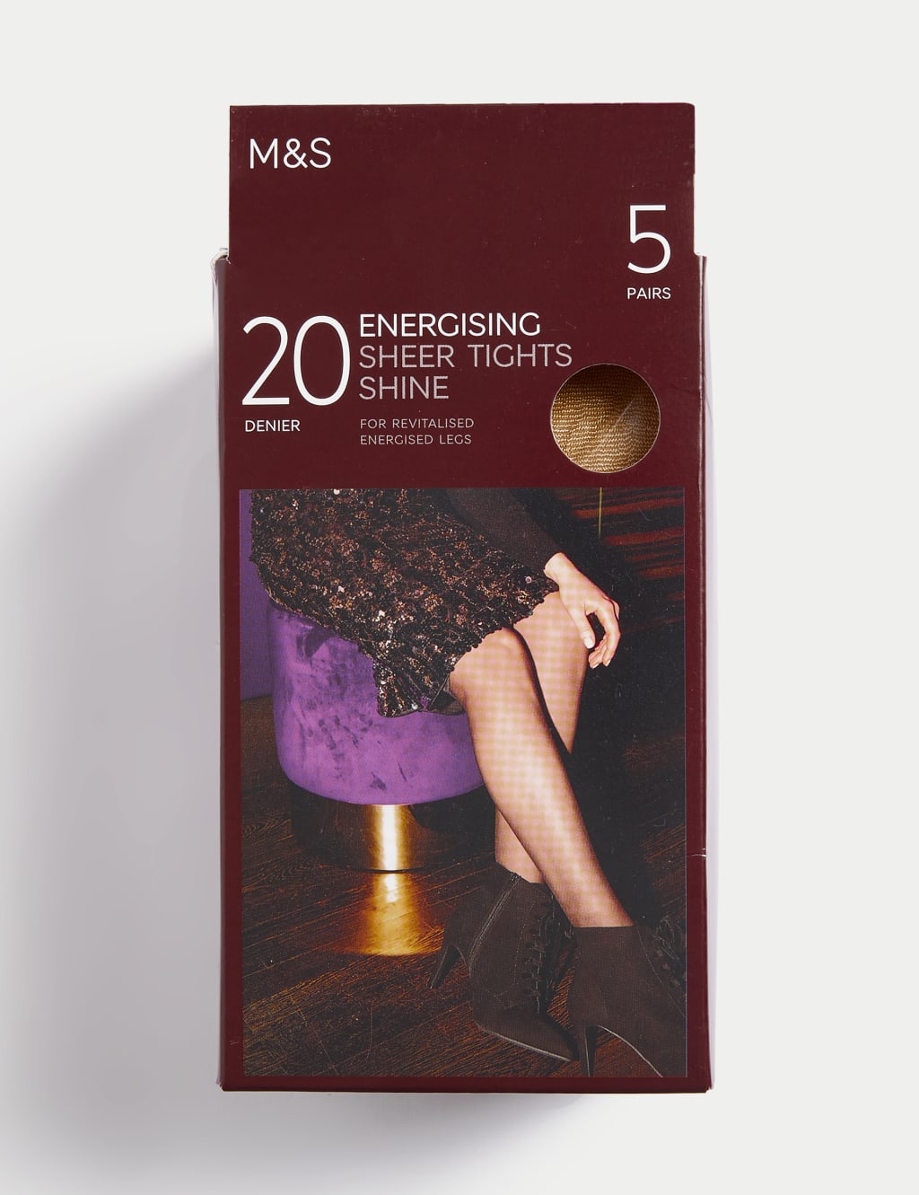 M&S 5pk 20 Denier Energising Shine Tights Opaline