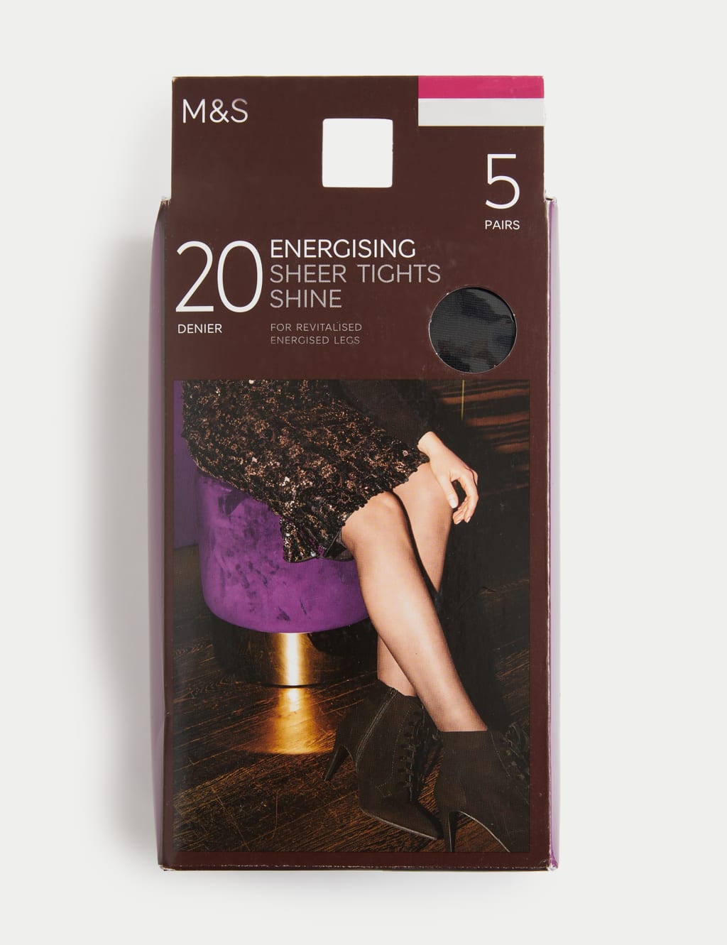 5pk 20 Denier Energising Shine Tights