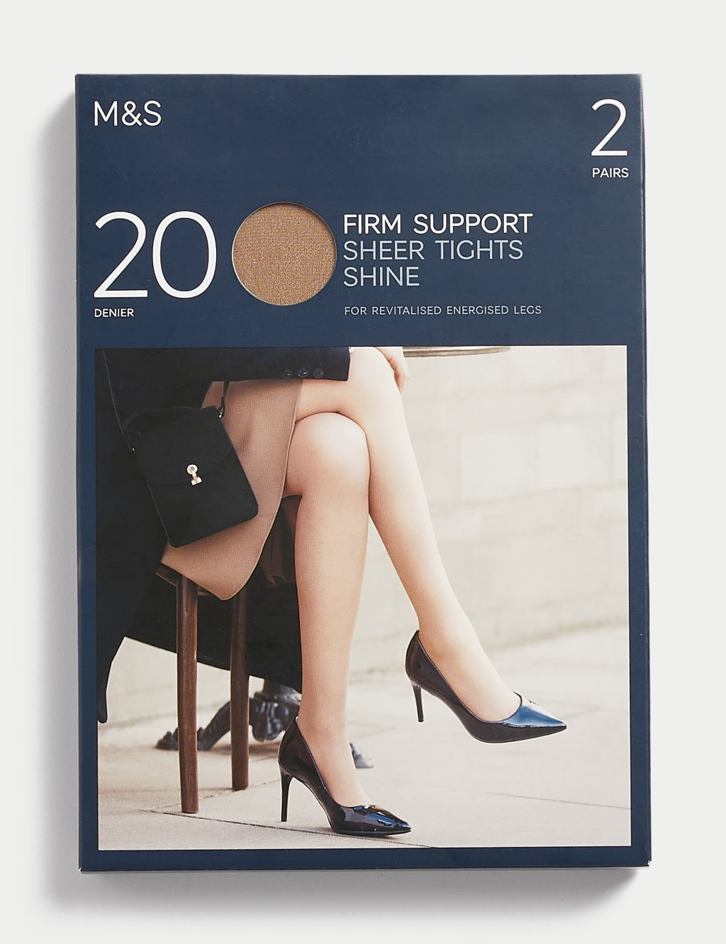2pk 20 Denier Firm Support Sheer Tights