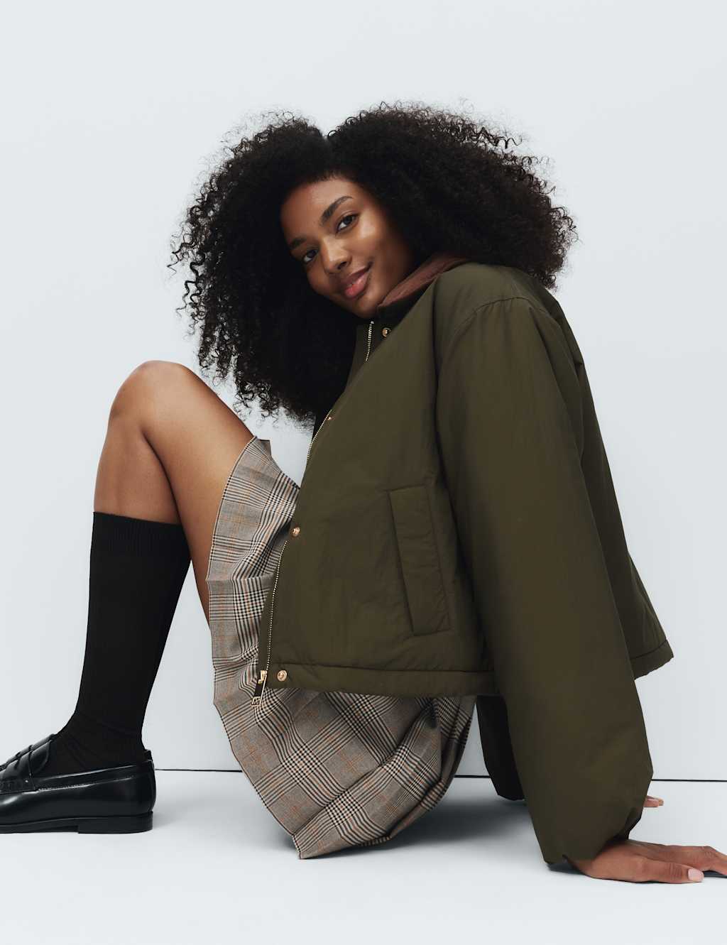 M&S Rayon Ribbed Knee High Socks Bitter Chocolate