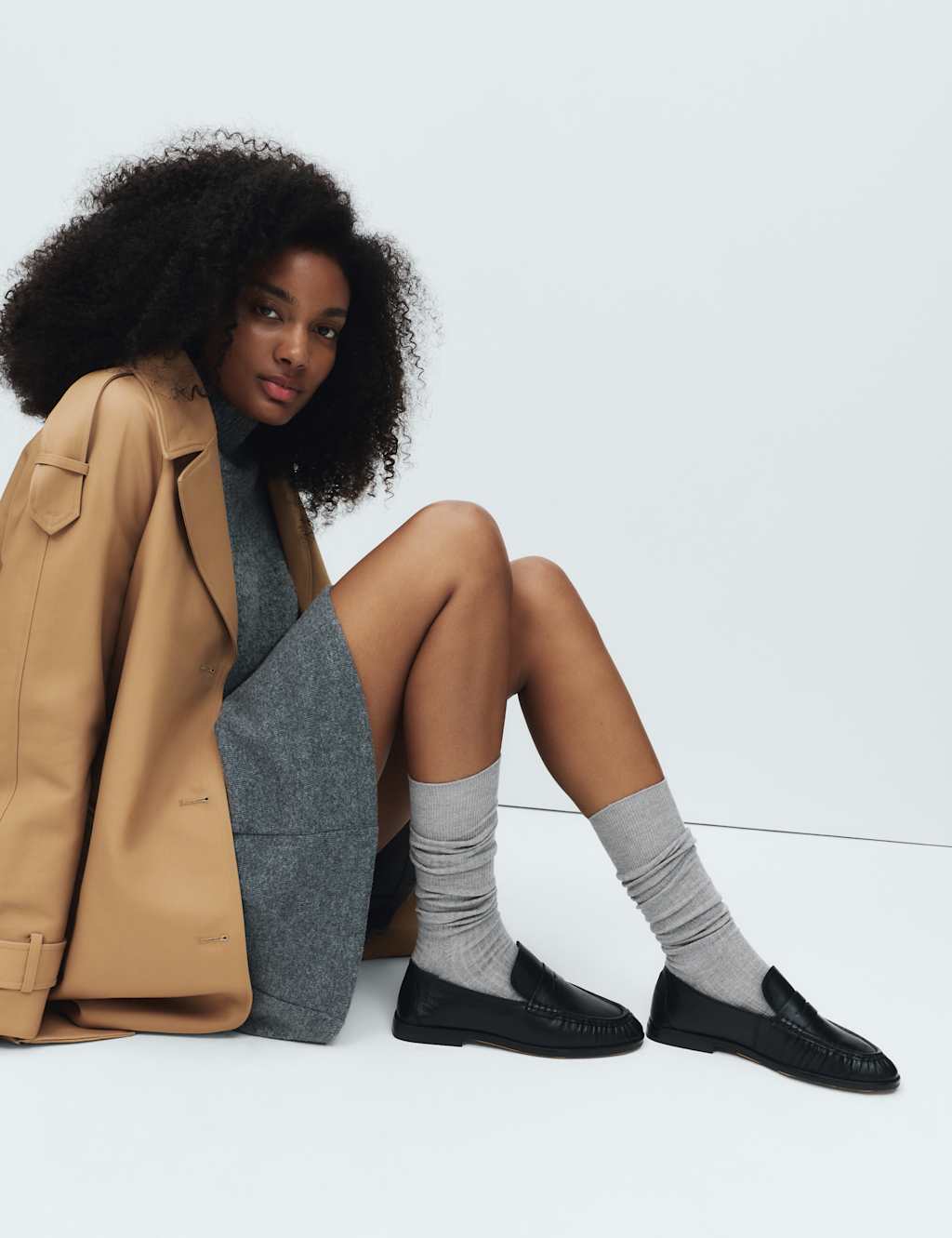 M&S 2 Pack Freshfeet Supersoft Knee High Socks Light Grey