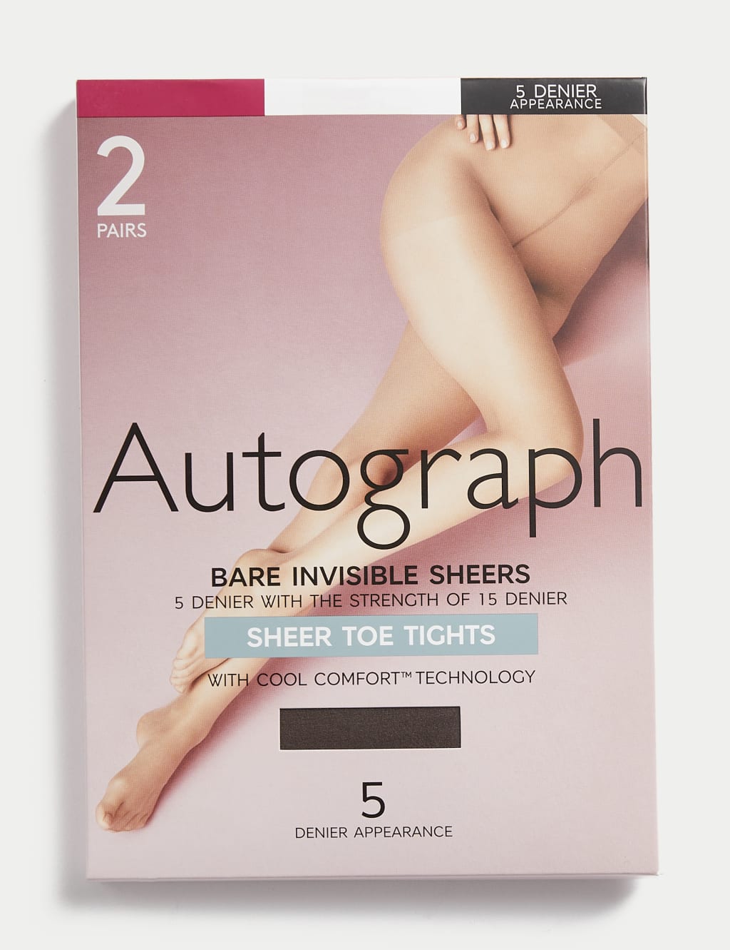 2pk 5 Denier Bare Invisibles Sheer Tights