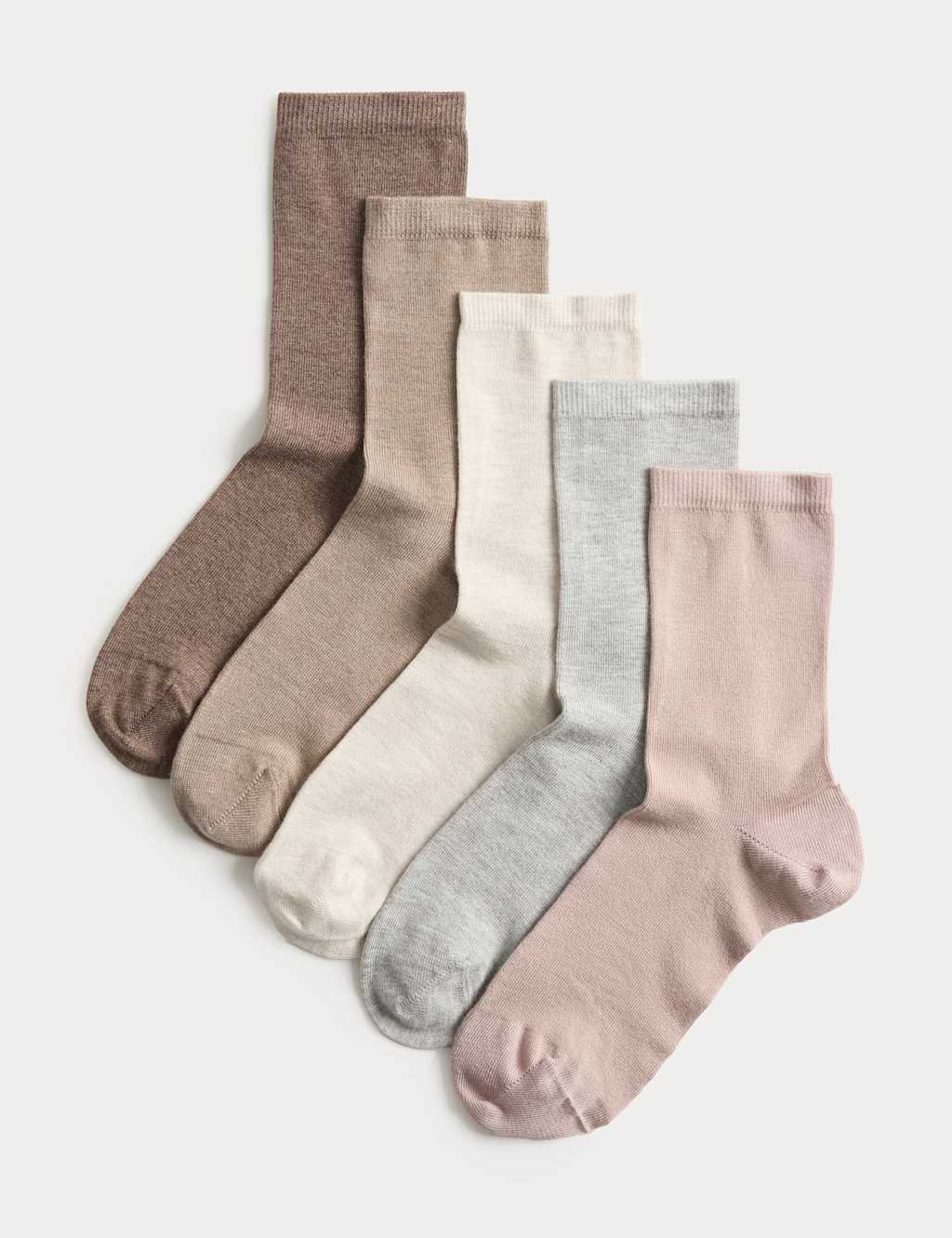 M&S Women's 5pk Supersoft Ankle High Socks - 6-8 - Pink Mix