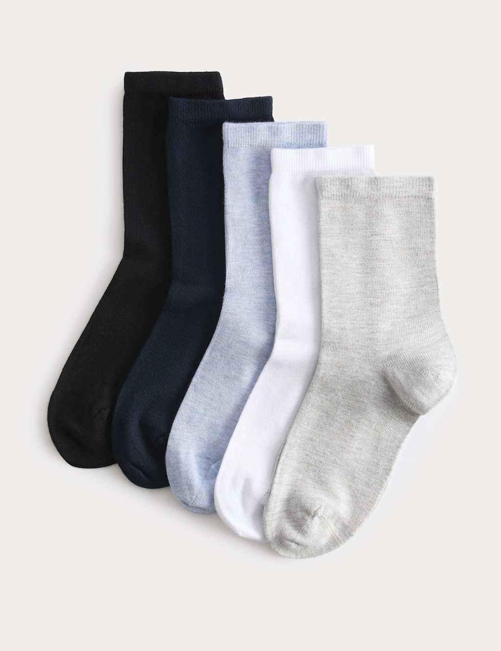 M&S 5pk Supersoft Ankle High Socks Blue Mix