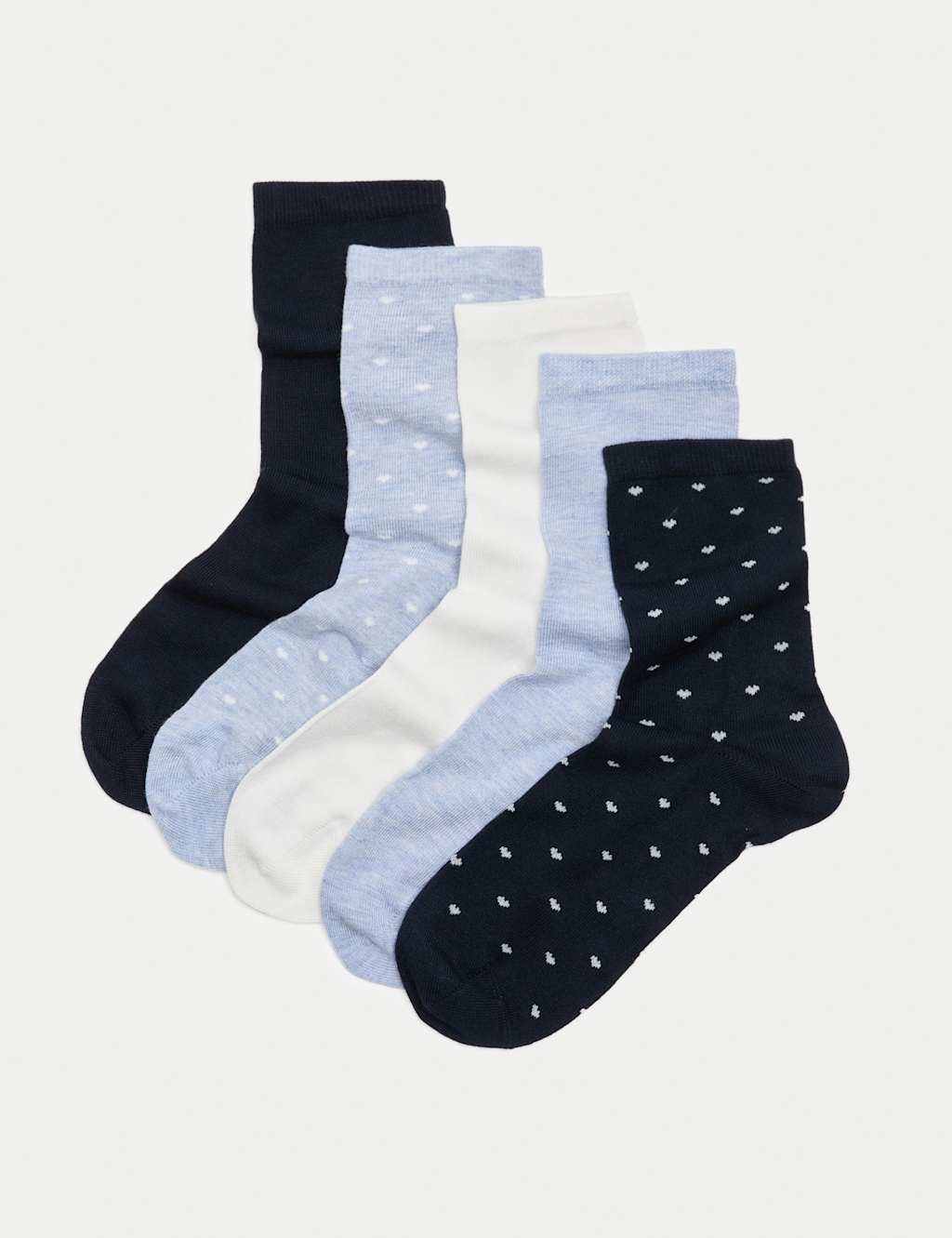 M&S 5pk Supersoft Ankle High Socks Blue Mix