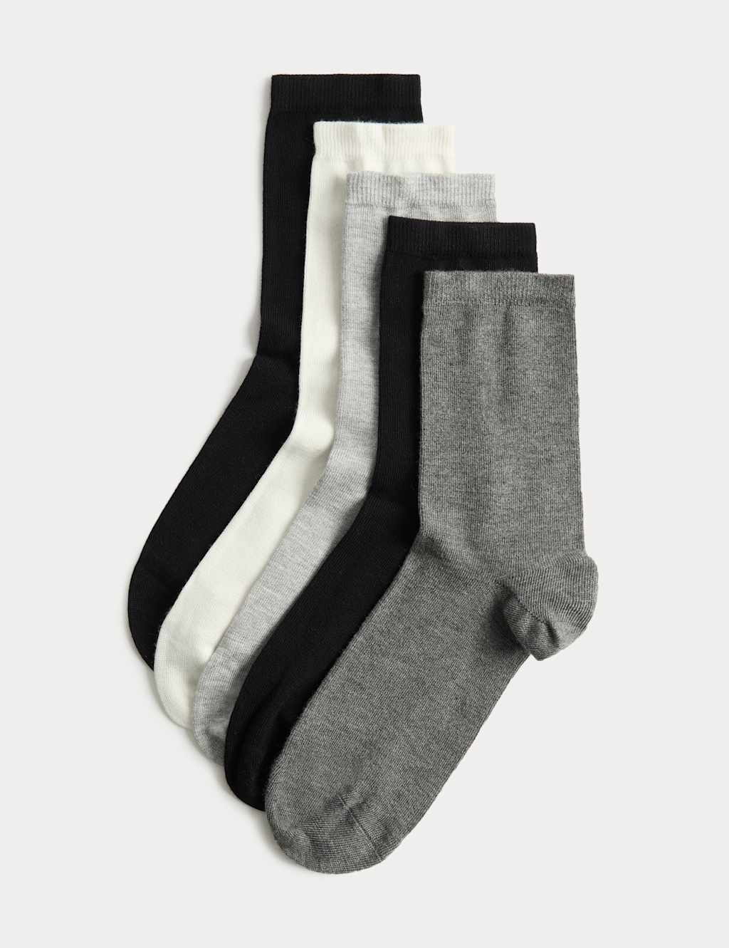 M&S Women's 5 Pack Supersoft Crew Socks - 3-5 - Grey Mix