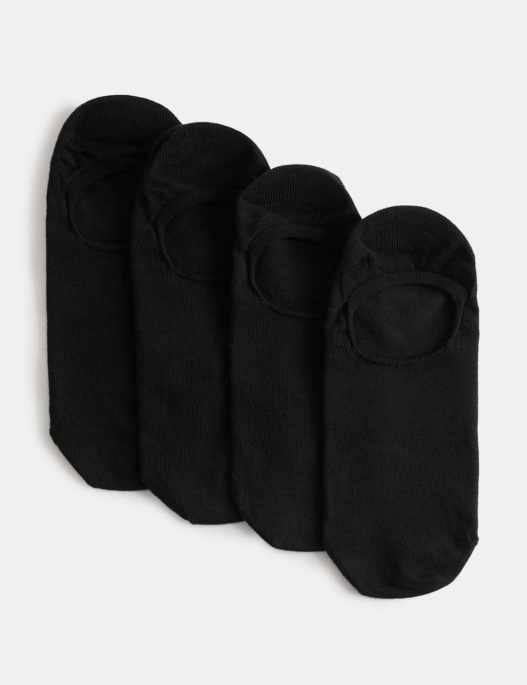 M&S Women's 4pk Cotton Rich Invisible Trainer Liners - 6-8 - Black