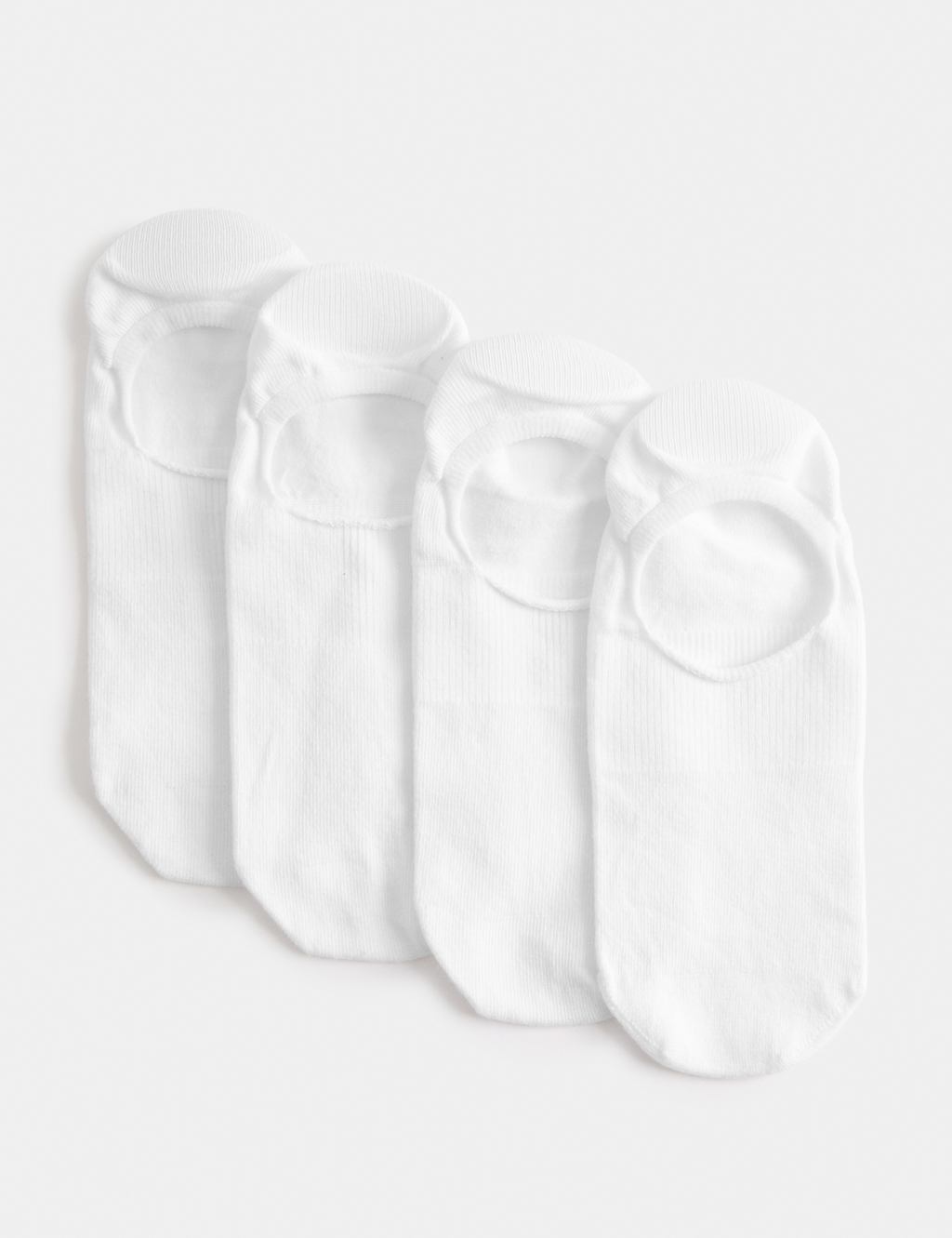 M&S Women's 4pk Cotton Rich Invisible Trainer Liners - 3-5 - White