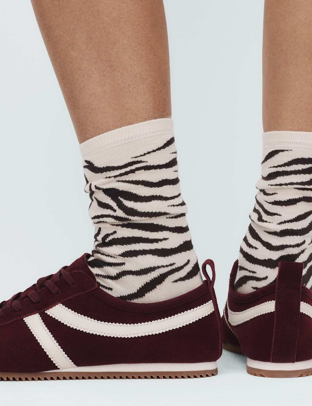 M&S Women's 2 Pack Animal Print Crew Socks - Brown Mix